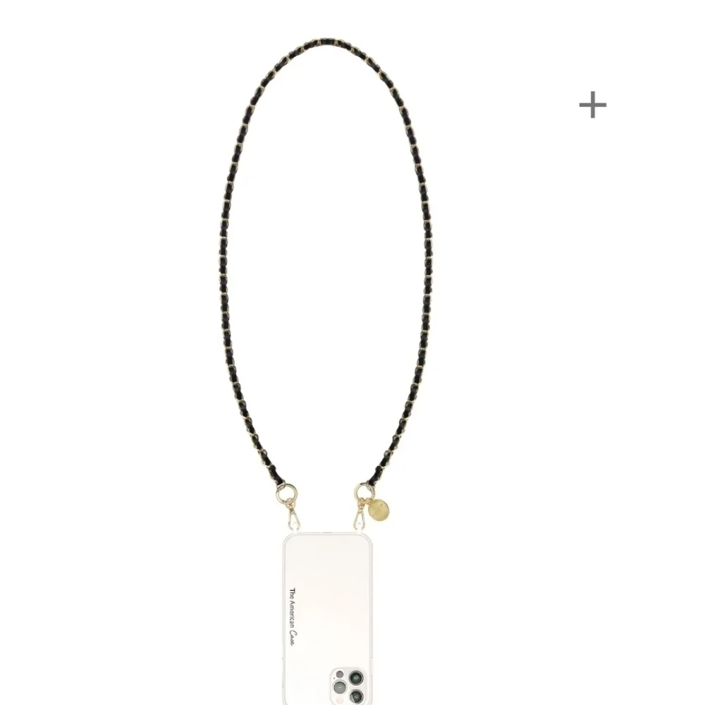Metal & leather Crossbody phone Chain with Golden Carabiners